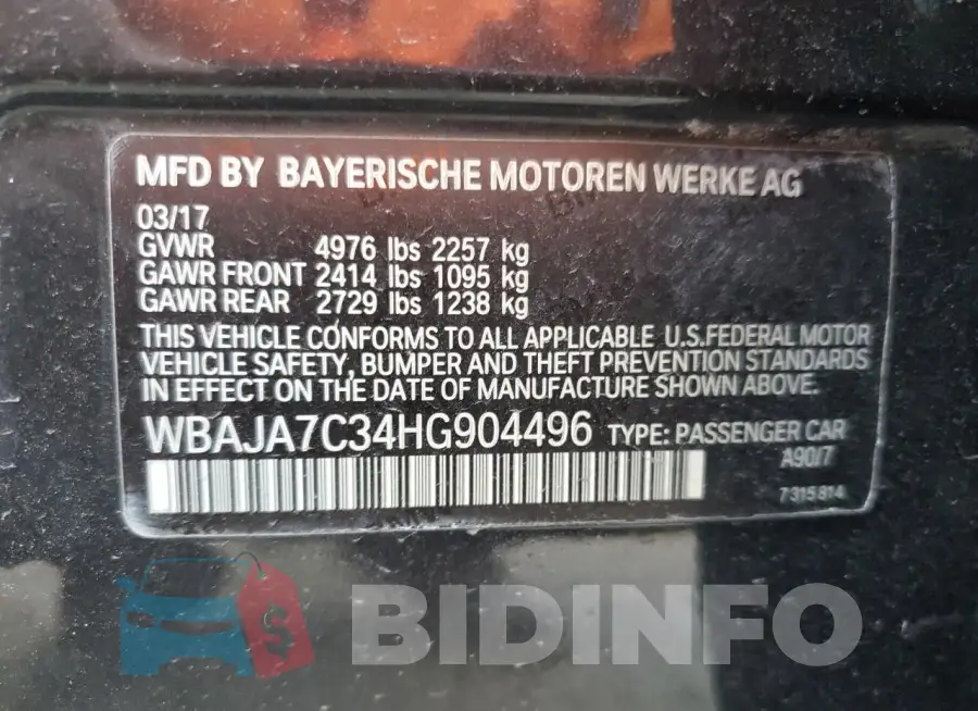 WBAJA7C34HG904496 Photo# 12