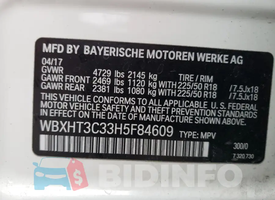 WBXHT3C33H5F84609 Photo# 14