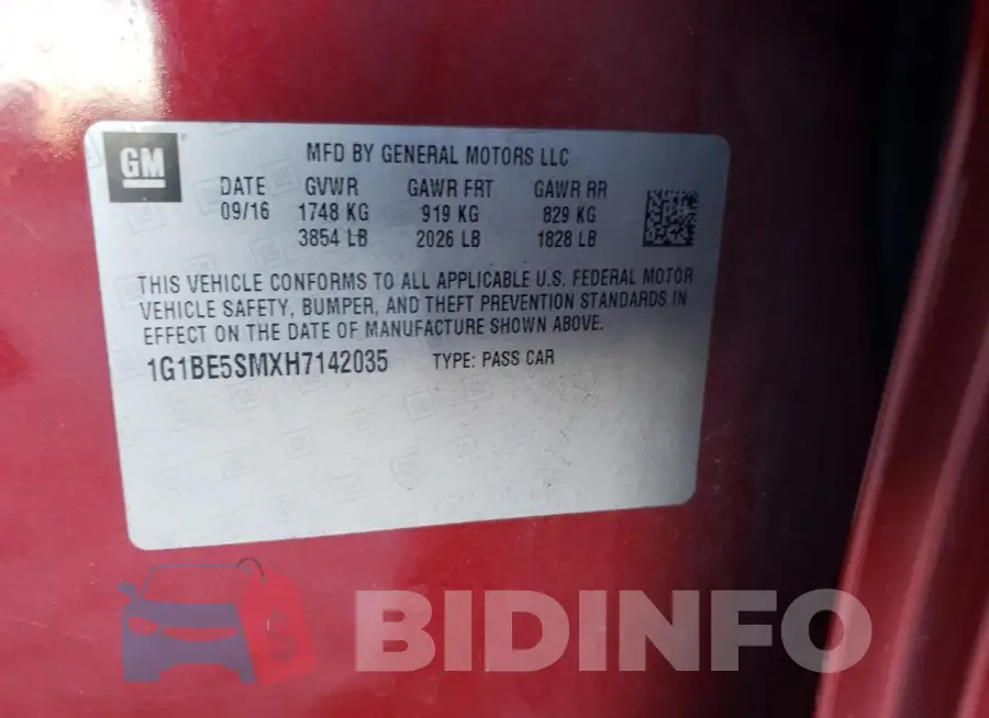 1G1BE5SMXH7142035 Photo# 12