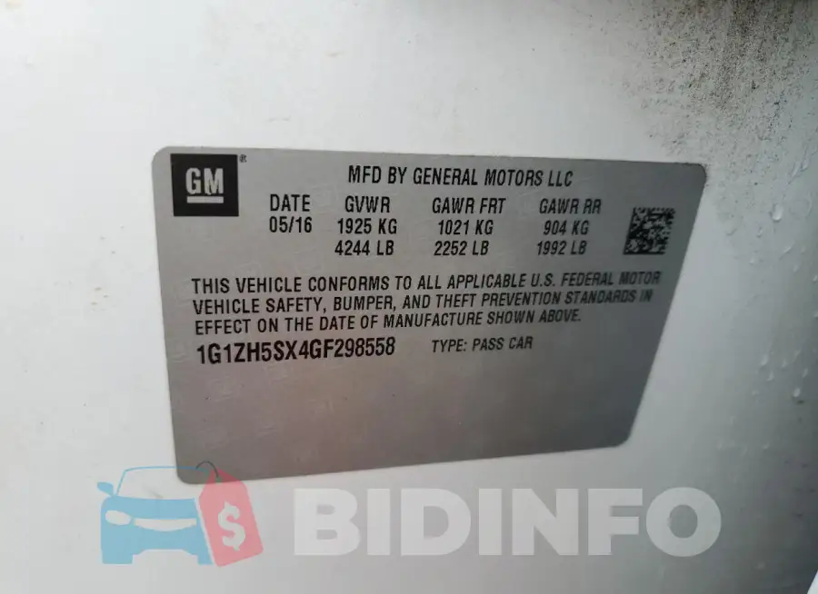 1G1ZH5SX4GF298558 Photo# 12