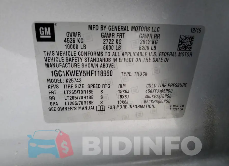 1GC1KWEY5HF118960 Photo# 12