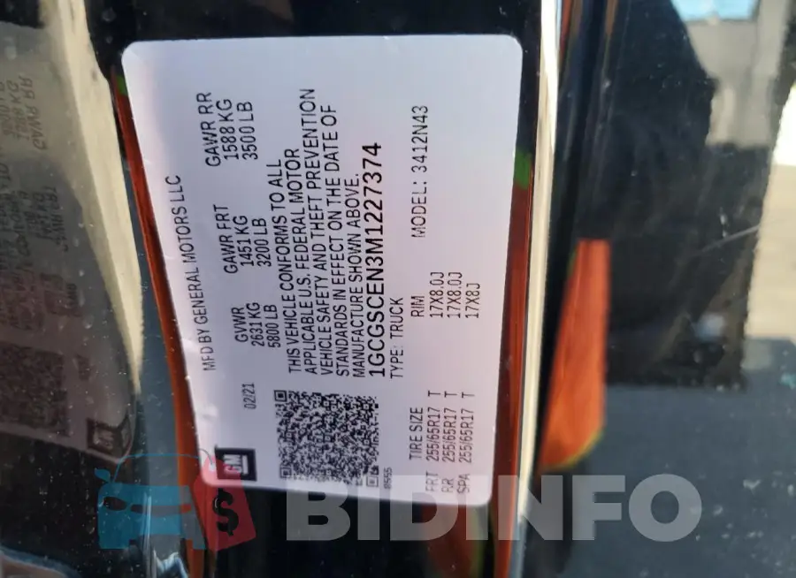 1GCGSCEN3M1227374 Photo# 12