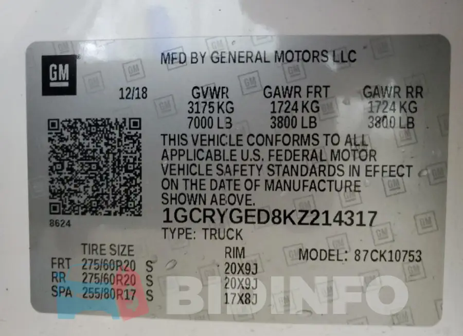 1GCRYGED8KZ214317 Photo# 12