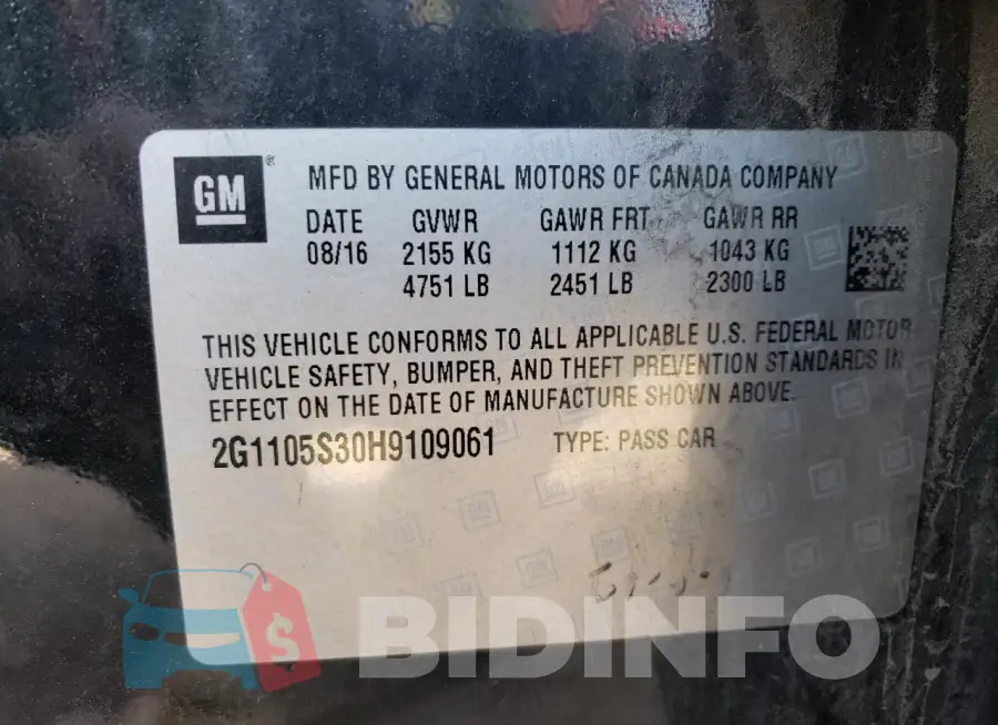 2G1105S30H9109061 Photo# 12