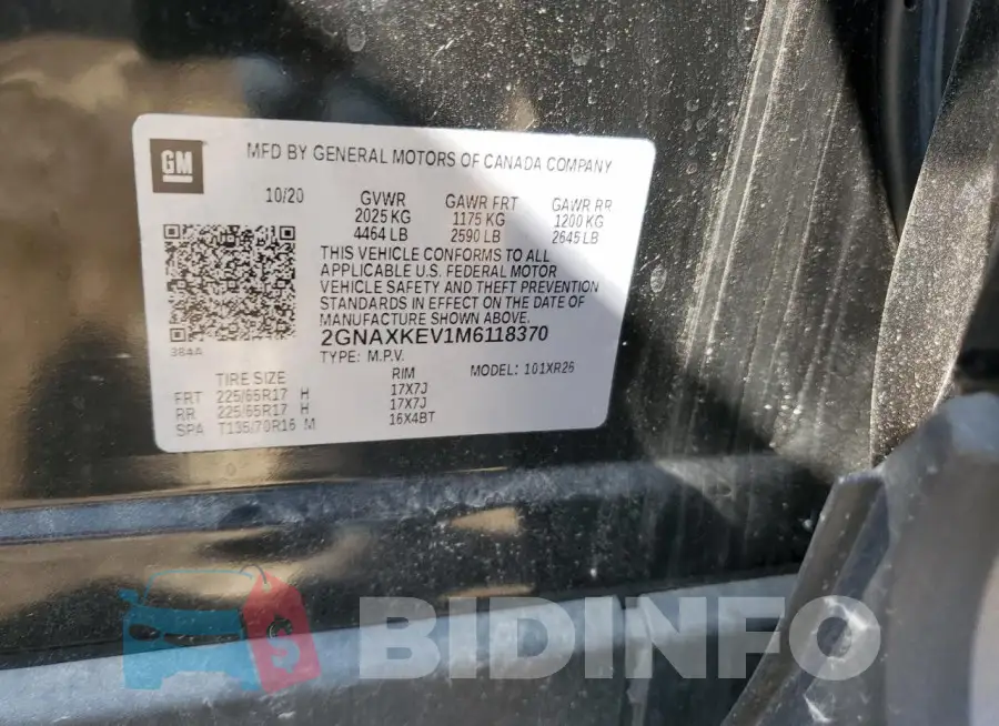 2GNAXKEV1M6118370 Photo# 12