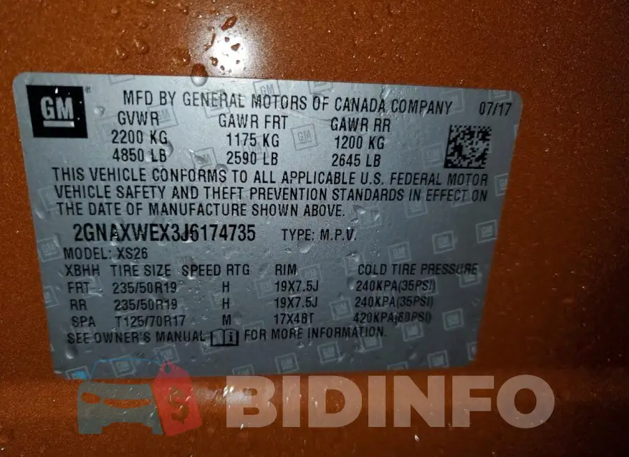 2GNAXWEX3J6174735 Photo# 13
