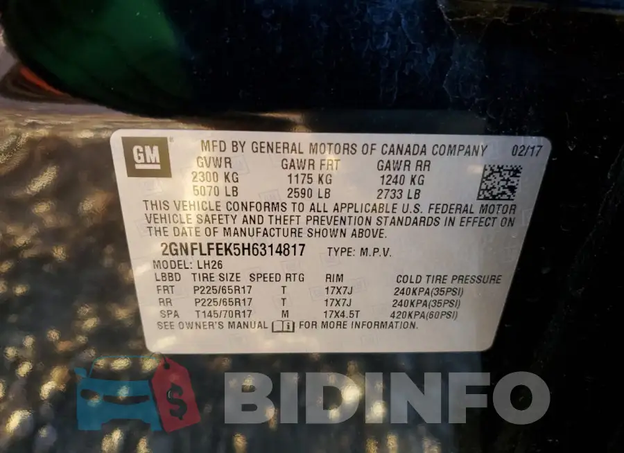 2GNFLFEK5H6314817 Photo# 13