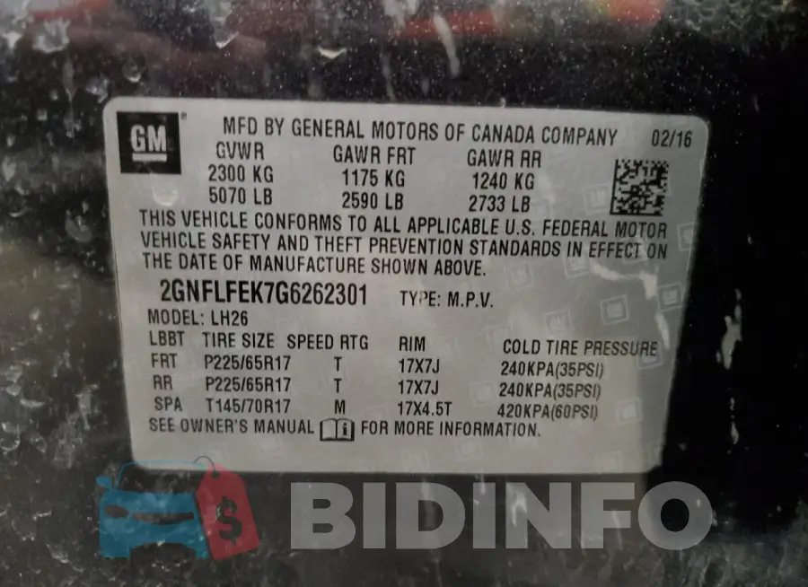2GNFLFEK7G6262301 Photo# 14