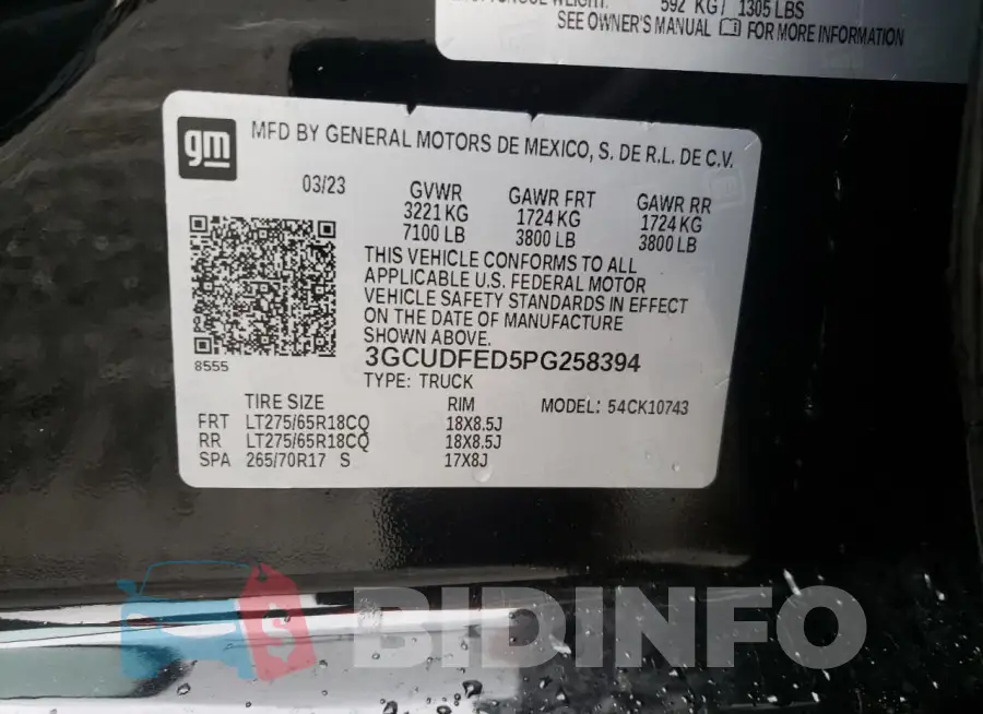 3GCUDFED5PG258394 Photo# 12