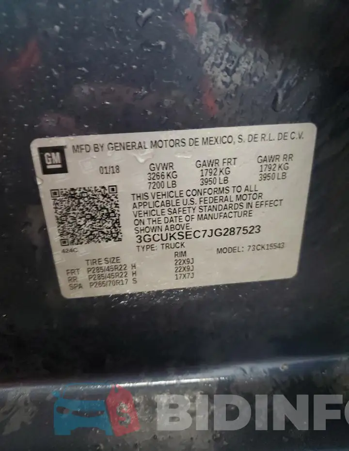 3GCUKSEC7JG287523 Photo# 13