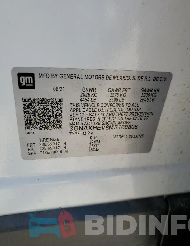 3GNAXHEV8MS169806 Photo# 14