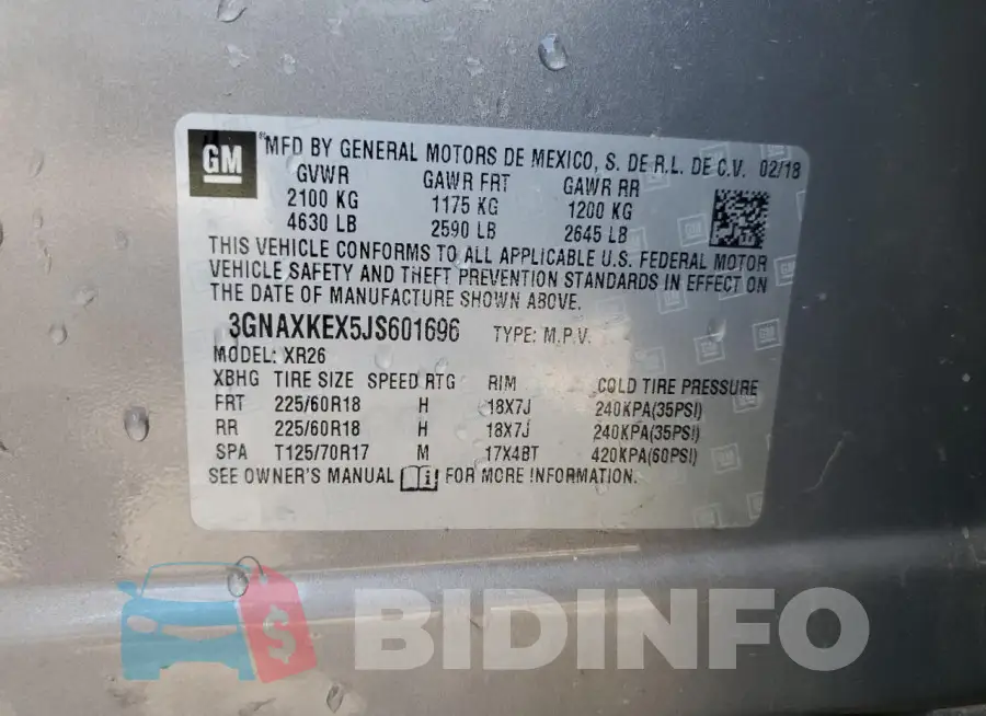 3GNAXKEX5JS601696 Photo# 14