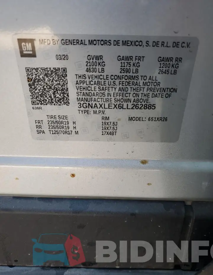 3GNAXLEX6LL262885 Photo# 13