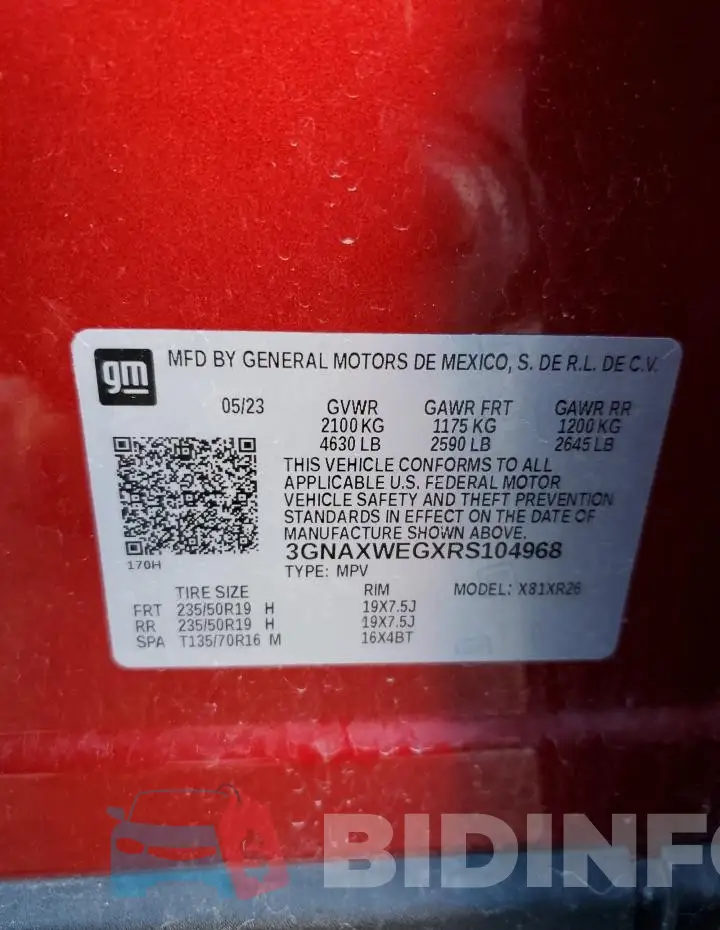3GNAXWEGXRS104968 Photo# 13