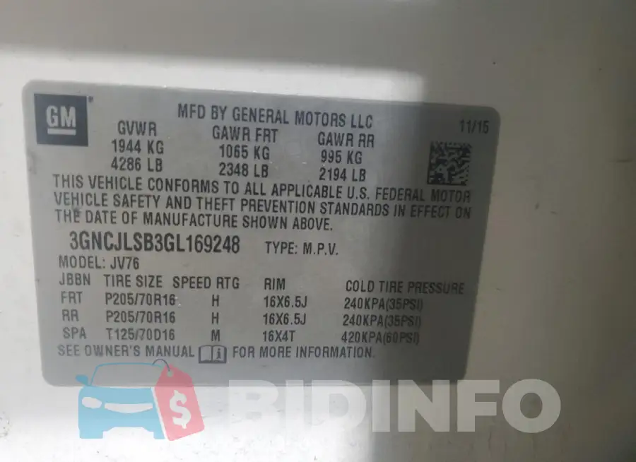 3GNCJLSB3GL169248 Photo# 12