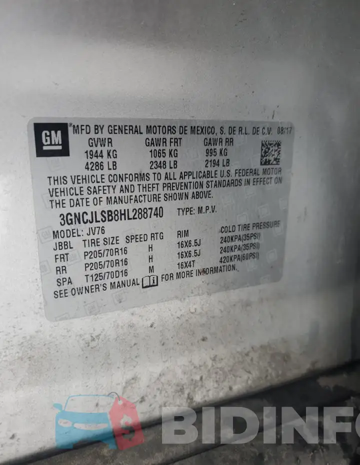 3GNCJLSB8HL288740 Photo# 13