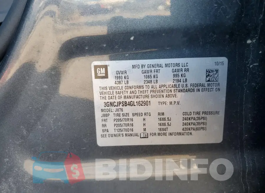 3GNCJPSB4GL162901 Photo# 13