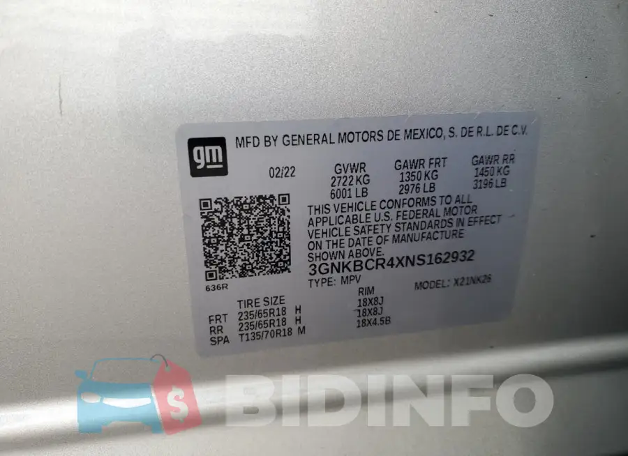 3GNKBCR4XNS162932 Photo# 13