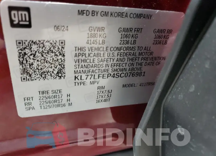 KL77LFEP4SC076981 Photo# 13
