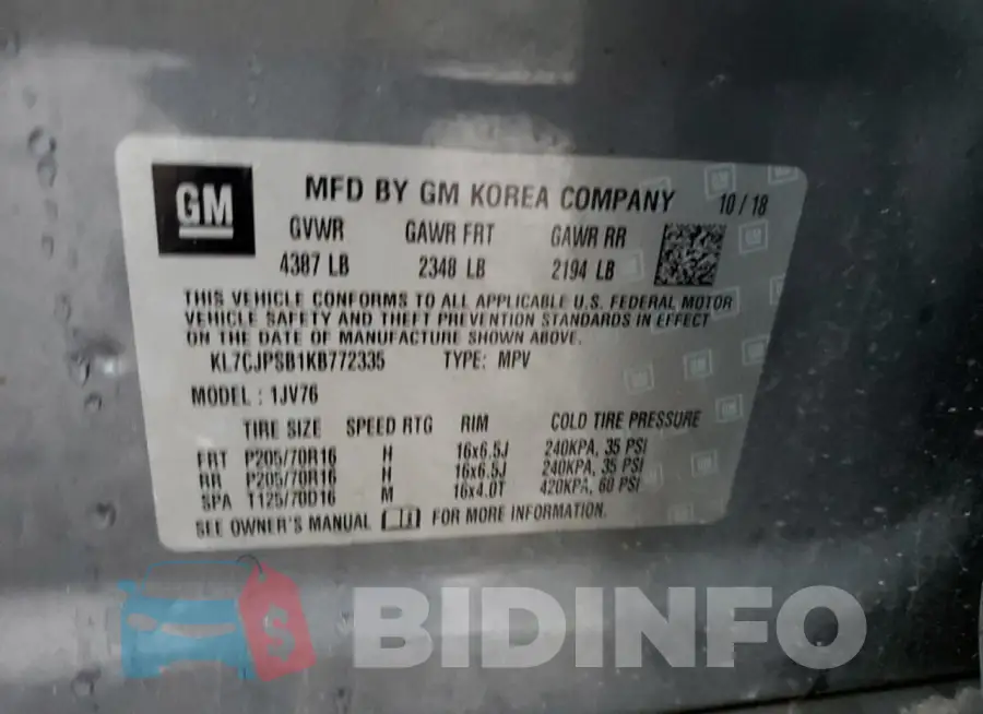 KL7CJPSB1KB772335 Photo# 14
