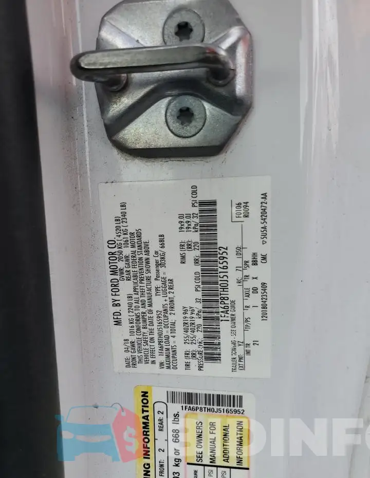 1FA6P8TH0J5165952 Photo# 12