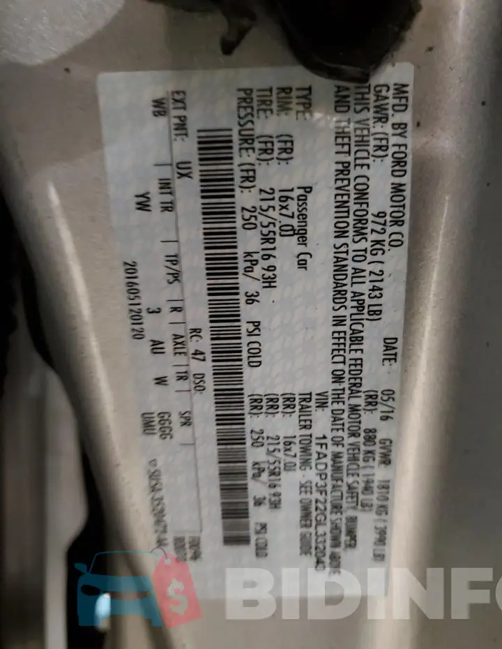 1FADP3F22GL332043 Photo# 12