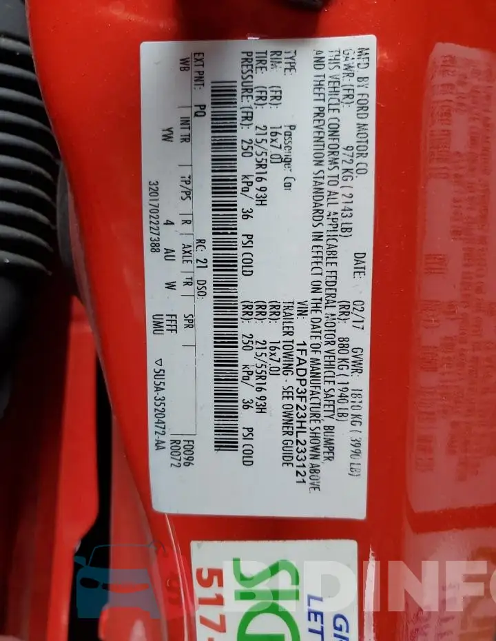 1FADP3F23HL233121 Photo# 12