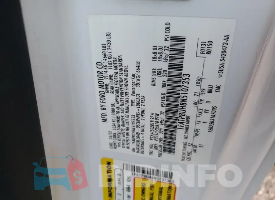 1FATP8UH8N5107353 Photo# 13
