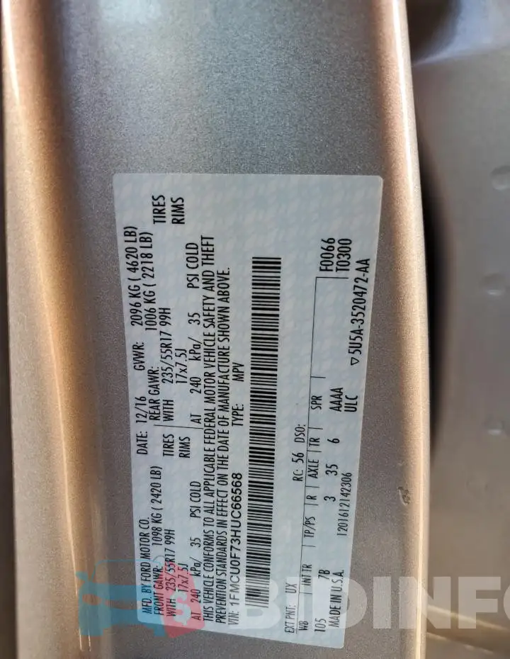 1FMCU0F73HUC66568 Photo# 13