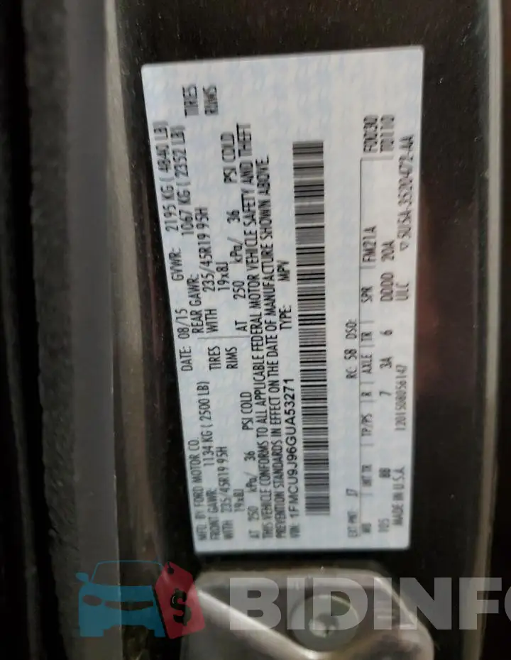 1FMCU9J96GUA53271 Photo# 12