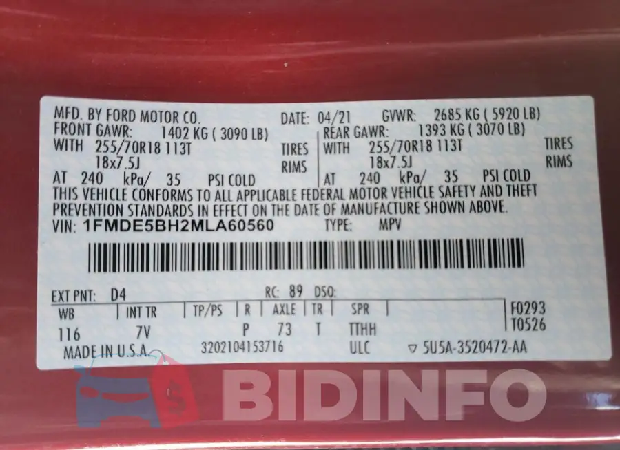 1FMDE5BH2MLA60560 Photo# 14