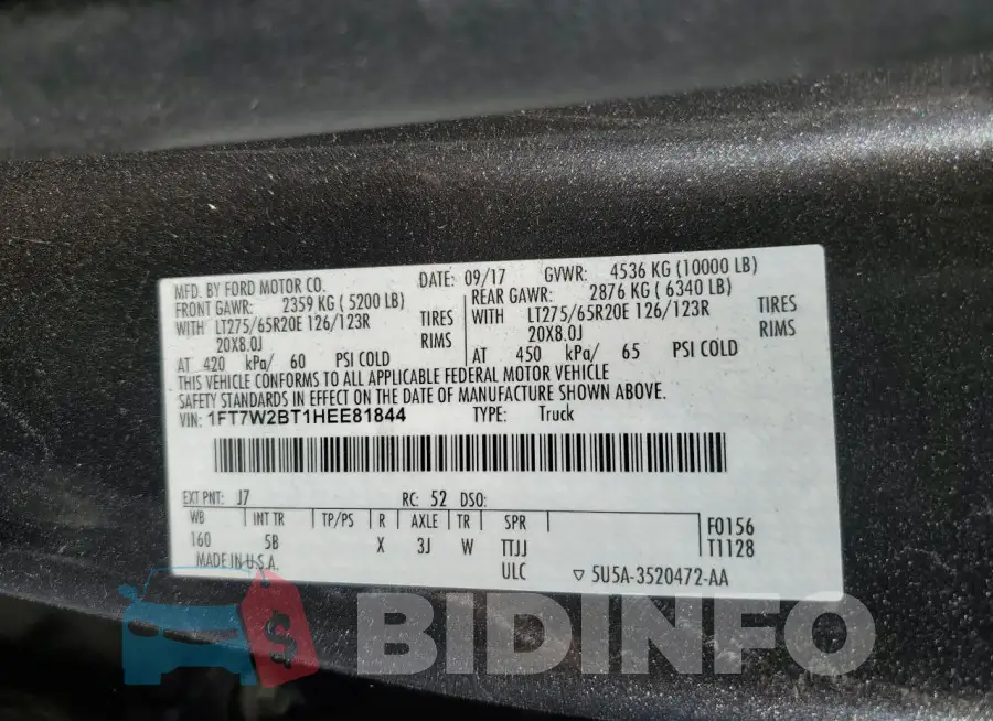 1FT7W2BT1HEE81844 Photo# 12