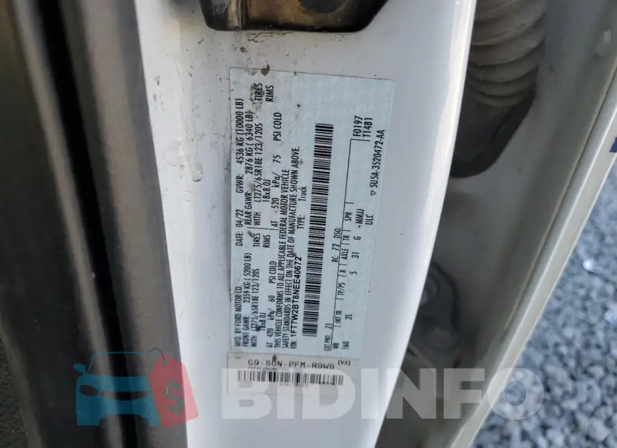 1FT7W2BT8NEE40672 Photo# 12