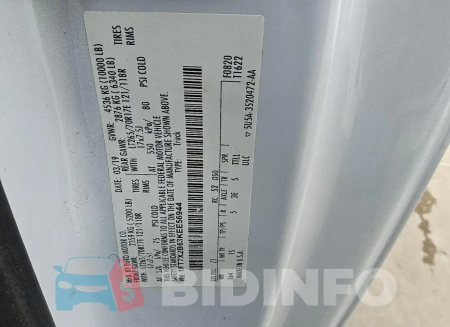 1FT7X2B63KEE56944 Photo# 12