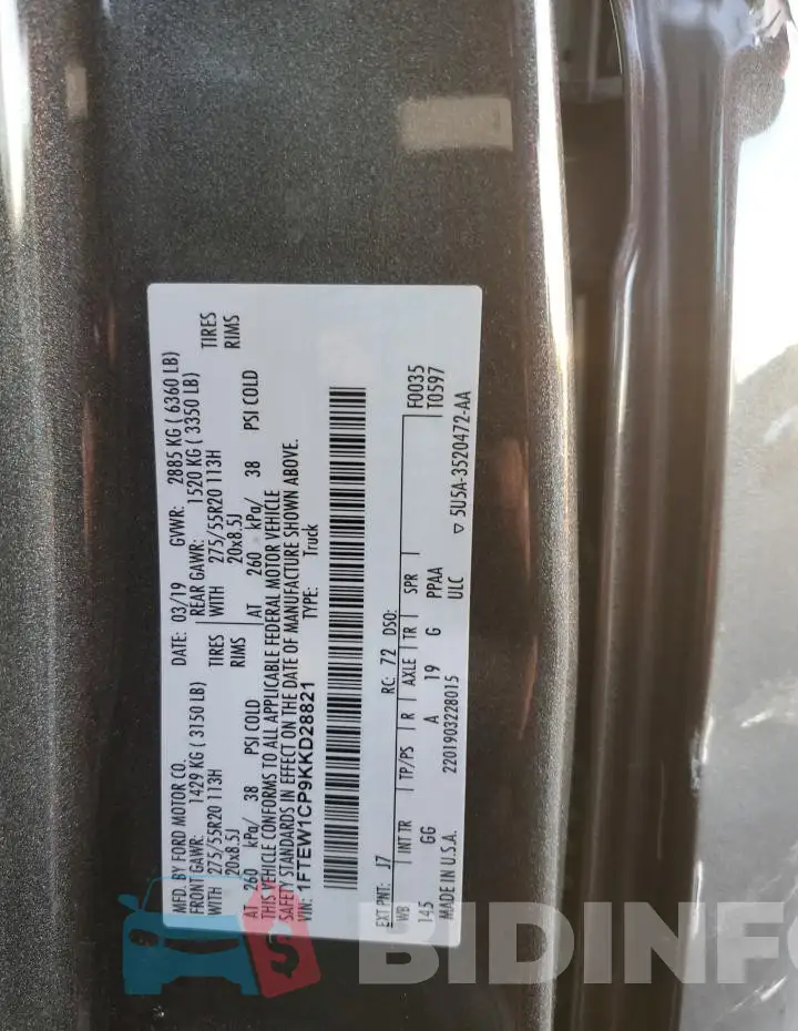 1FTEW1CP9KKD28821 Photo# 12