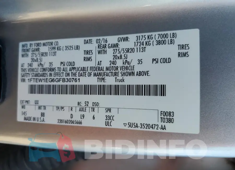 1FTEW1EG6GFB30761 Photo# 12