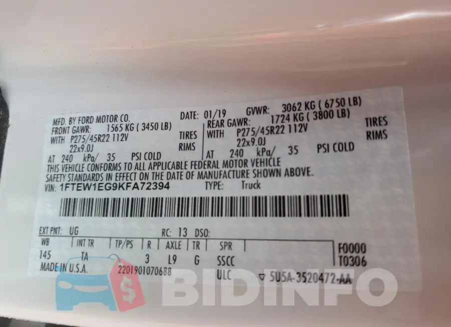 1FTEW1EG9KFA72394 Photo# 12
