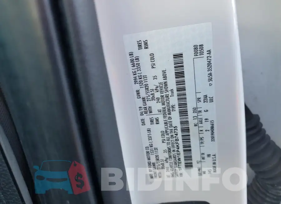 1FTEW1EP4KFB74735 Photo# 12