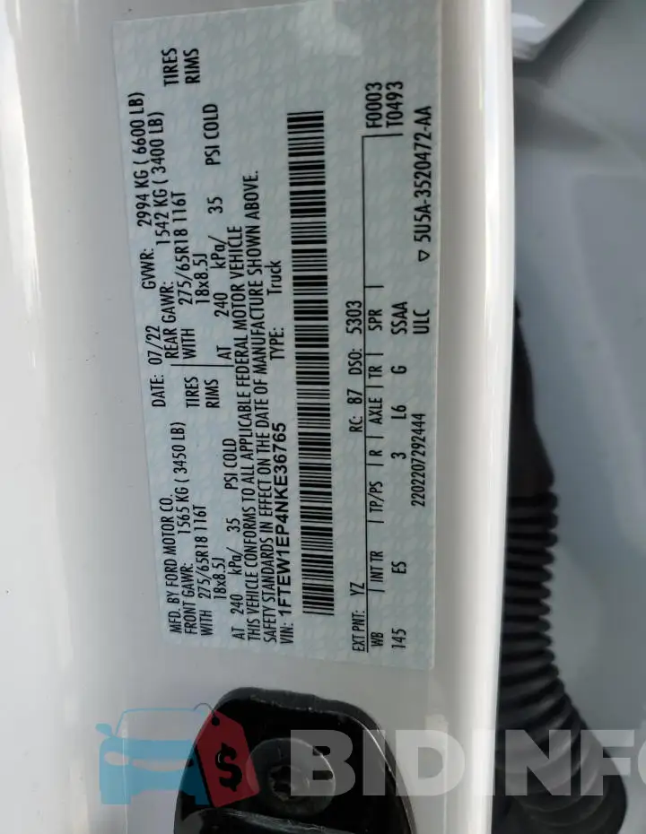 1FTEW1EP4NKE36765 Photo# 12