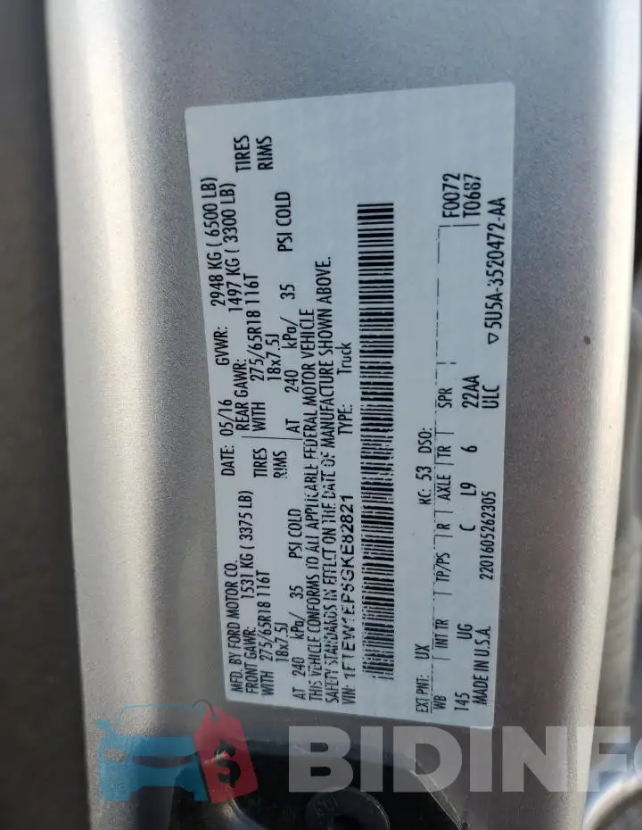 1FTEW1EP5GKE82821 Photo# 12