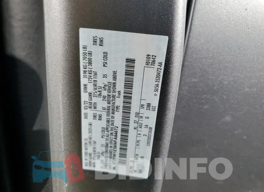 1FTFW1E56NFA84672 Photo# 12