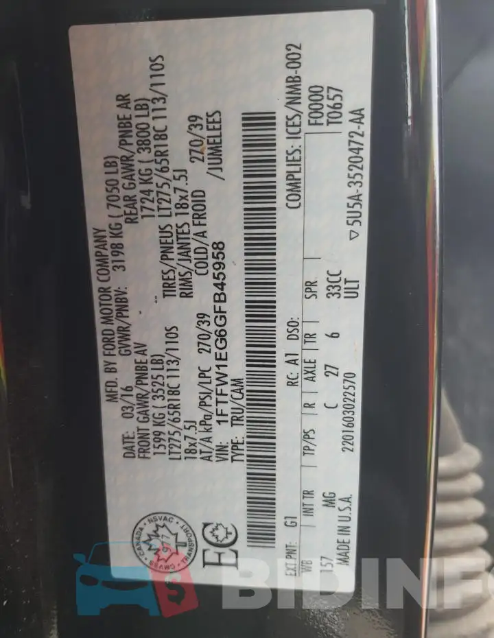 1FTFW1EG6GFB45958 Photo# 12
