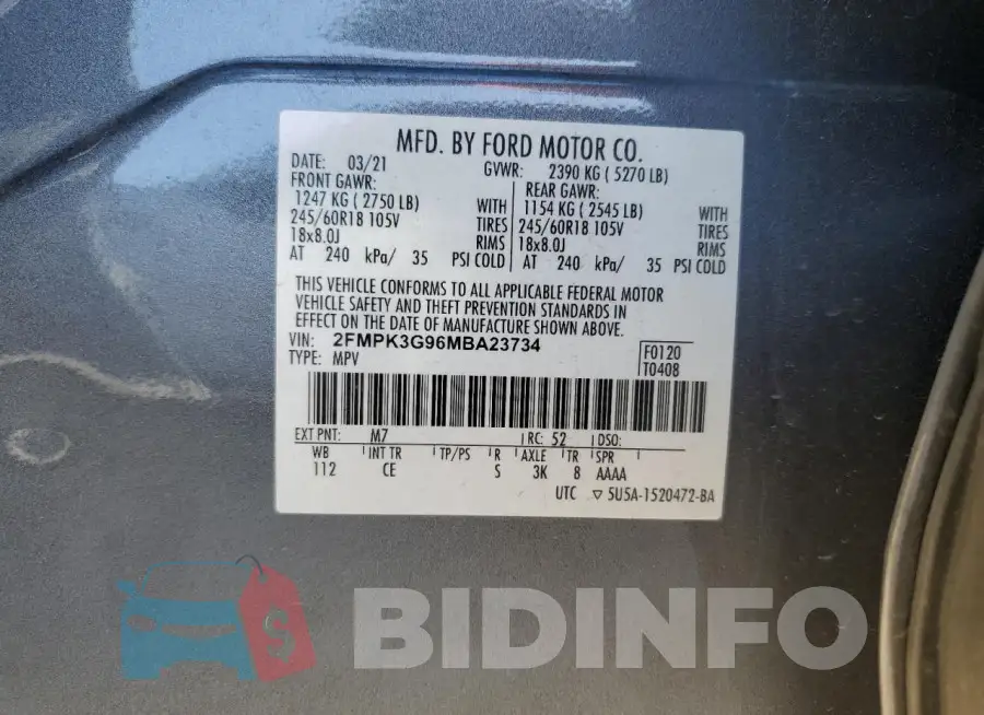 2FMPK3G96MBA23734 Photo# 13