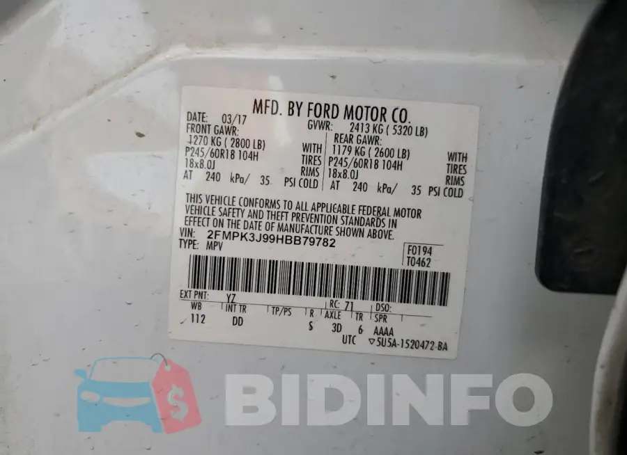 2FMPK3J99HBB79782 Photo# 13