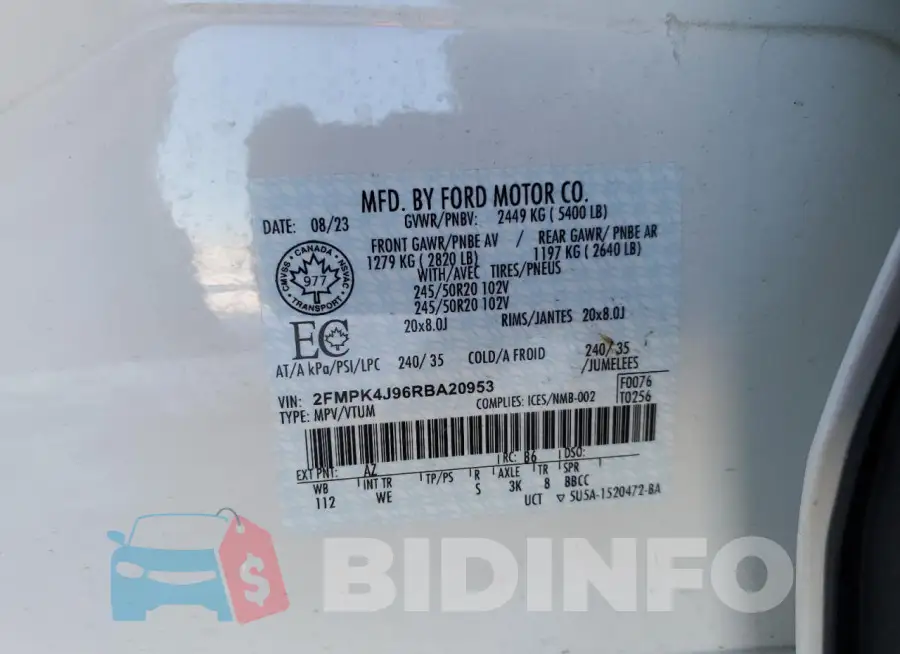 2FMPK4J96RBA20953 Photo# 13
