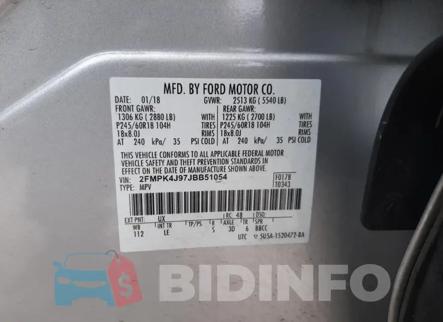 2FMPK4J97JBB51054 Photo# 13