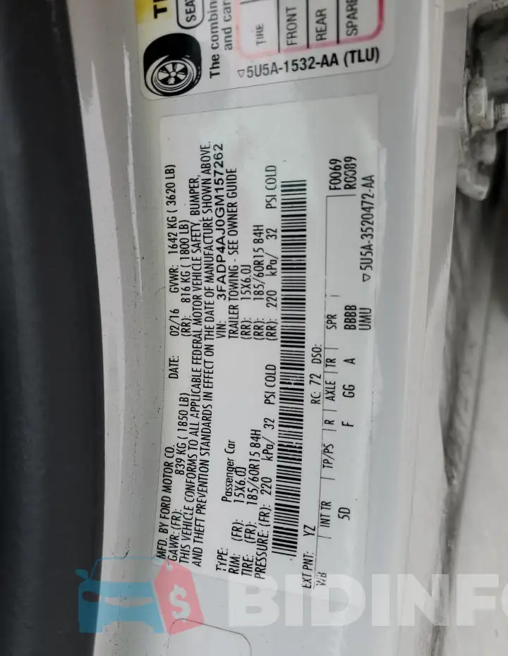 3FADP4AJ0GM157262 Photo# 12