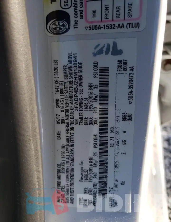 3FADP4BJ2HM138941 Photo# 13