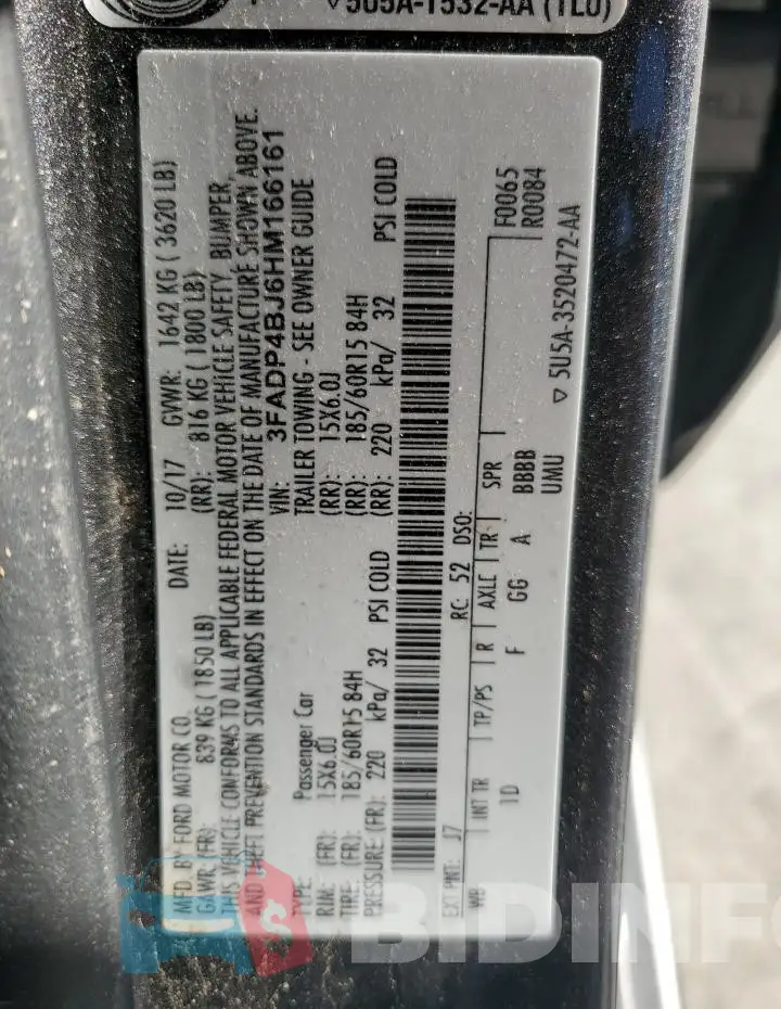 3FADP4BJ6HM166161 Photo# 12