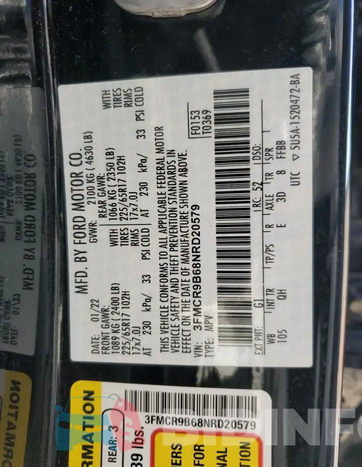 3FMCR9B68NRD20579 Photo# 13